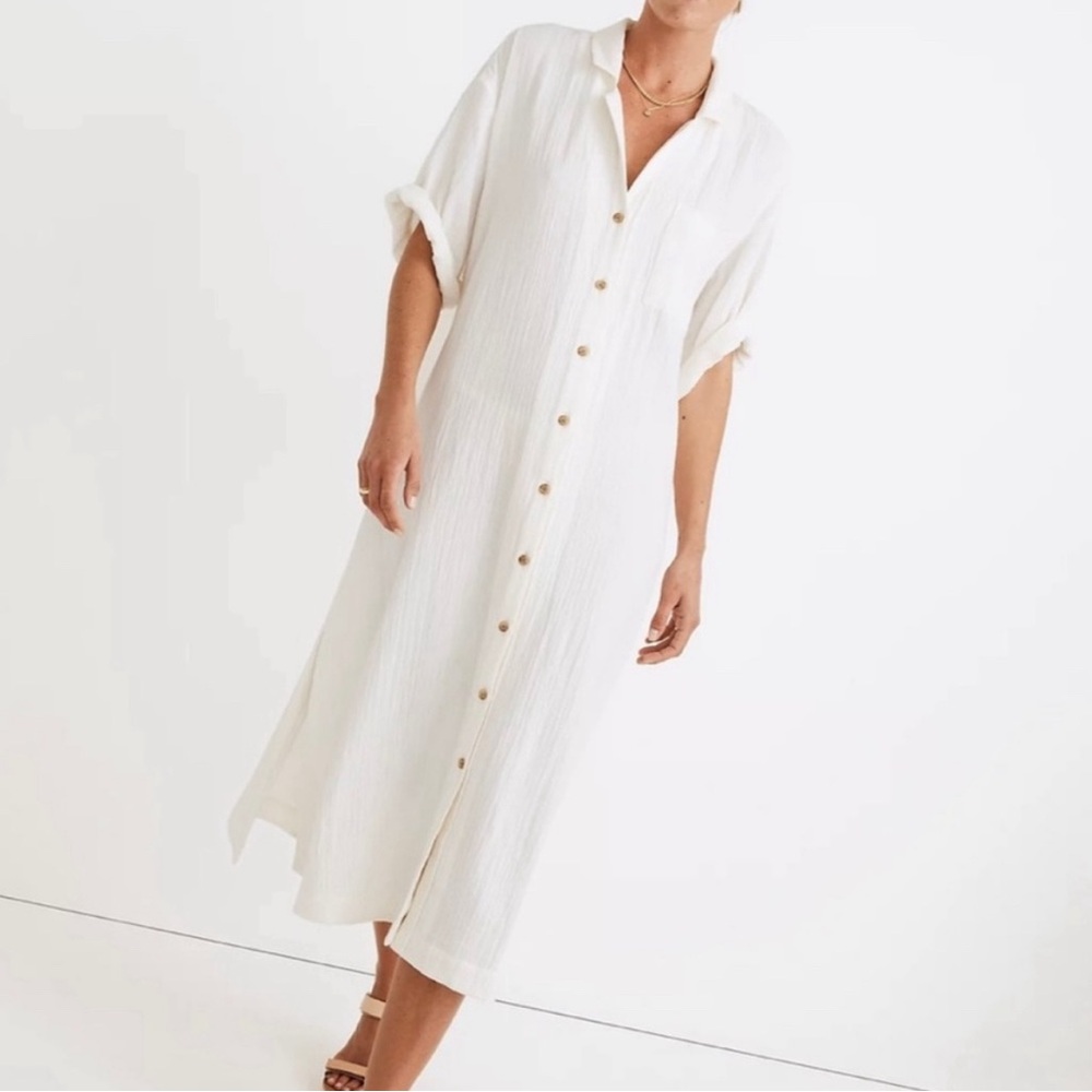 MADEWELL Lightestspun Cover Up Maxi Shirtdress